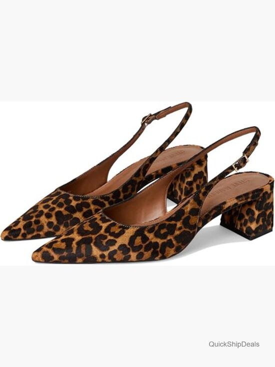 Shoes - Block Heel PU Pump with Pull-On Closure